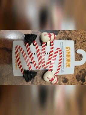 Gymboree Red & White Candy-Stripe Hair Clips with Snowman and Tree Accents Nwt